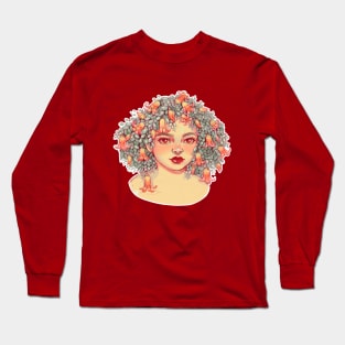 A girl with plants on her head Long Sleeve T-Shirt